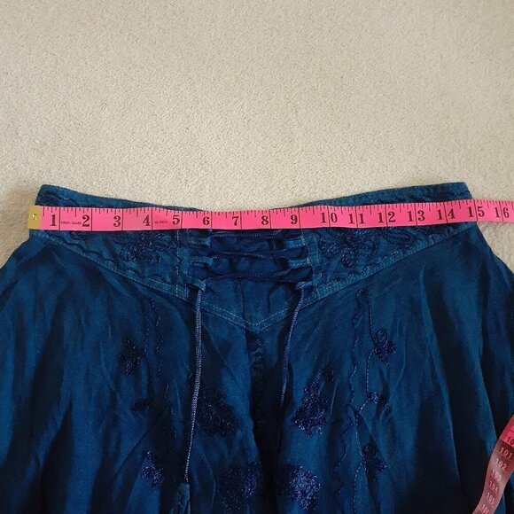 Unbranded Blue Lace Up Embroidered Mini Skirt Medium - Picture 10 of 12